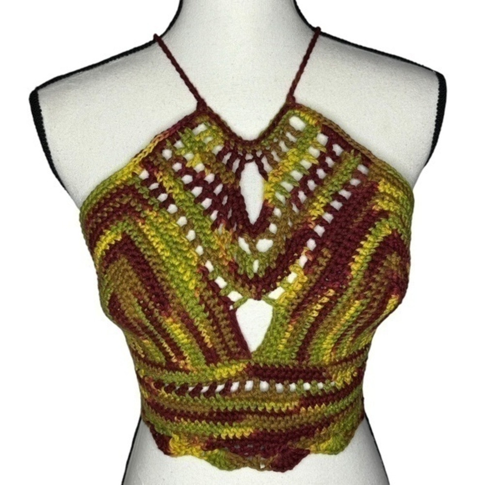 Handcrafted Crochet Crop Top Serena Cropped Cotton Yarn Art Handmade Knit